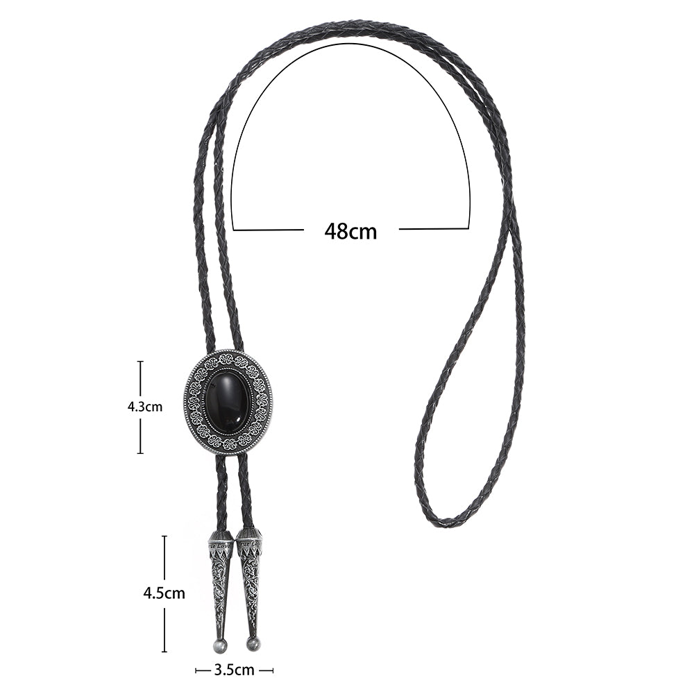 HLYMPONY Bolo ties for Men Western Cowboy Black agate Bolo tie