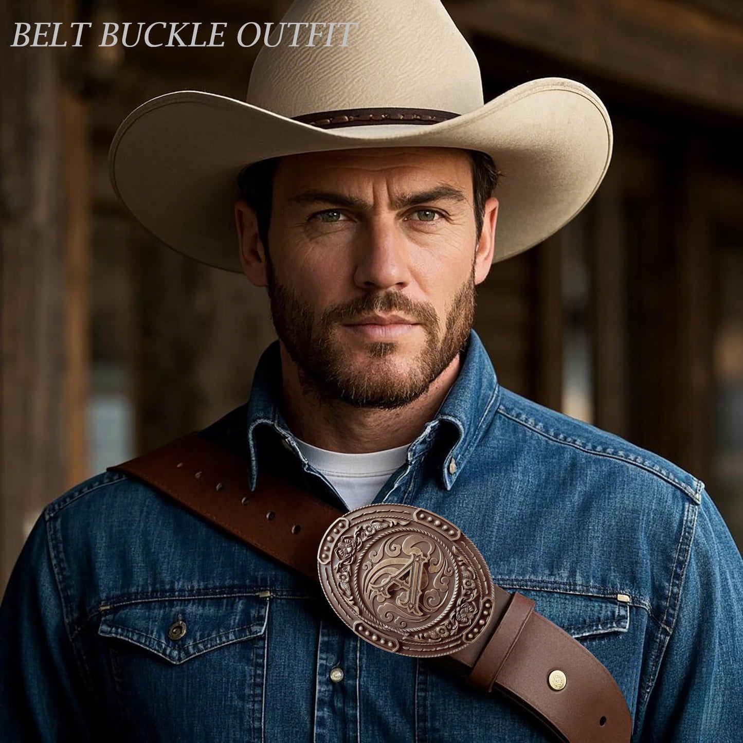 GRAERRY Western Belt Buckle for Men Women Initial Letters ABCDJMR to Z Cowboy Belt Buckle Gift for Dad Cowgirl Halloween