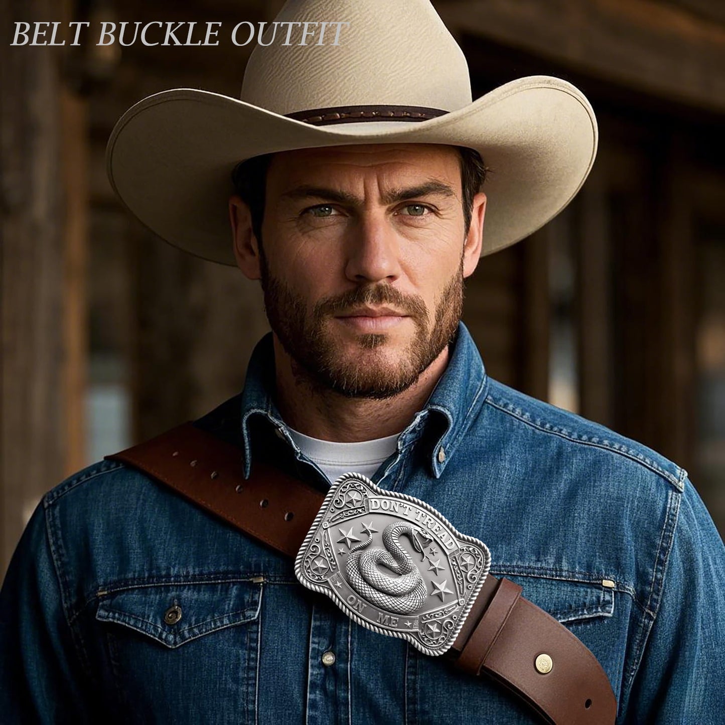 GRAERRY Cowboy Belt Buckle for Men Women Vintage Western Rodeo Don't Tread On Me Rattlesnake Belt Buckle Gift for Dad Cowgirl