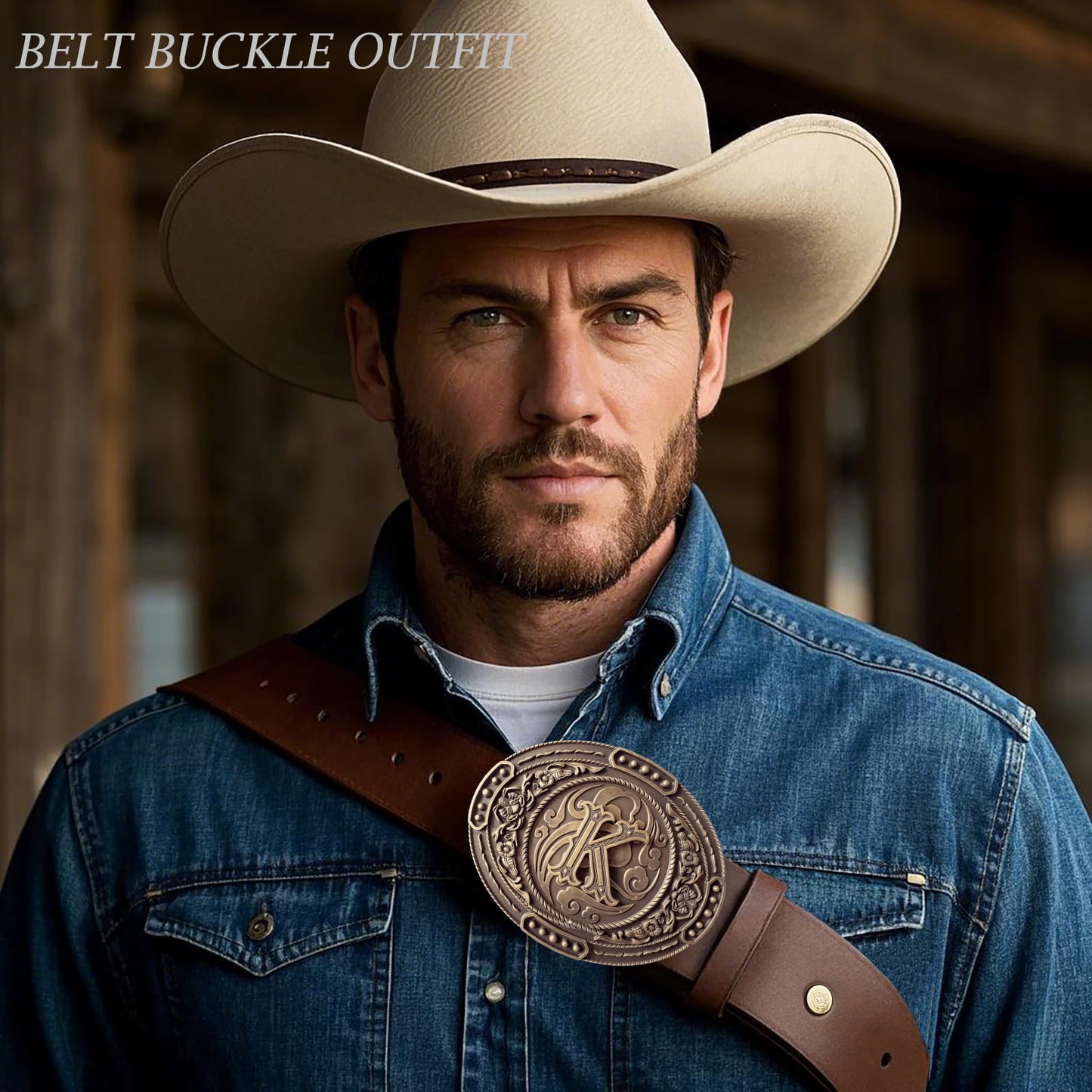 GRAERRY Western Belt Buckle for Men Women Initial Letters ABCDJMR to Z Cowboy Belt Buckle Gift for Dad Cowgirl Halloween