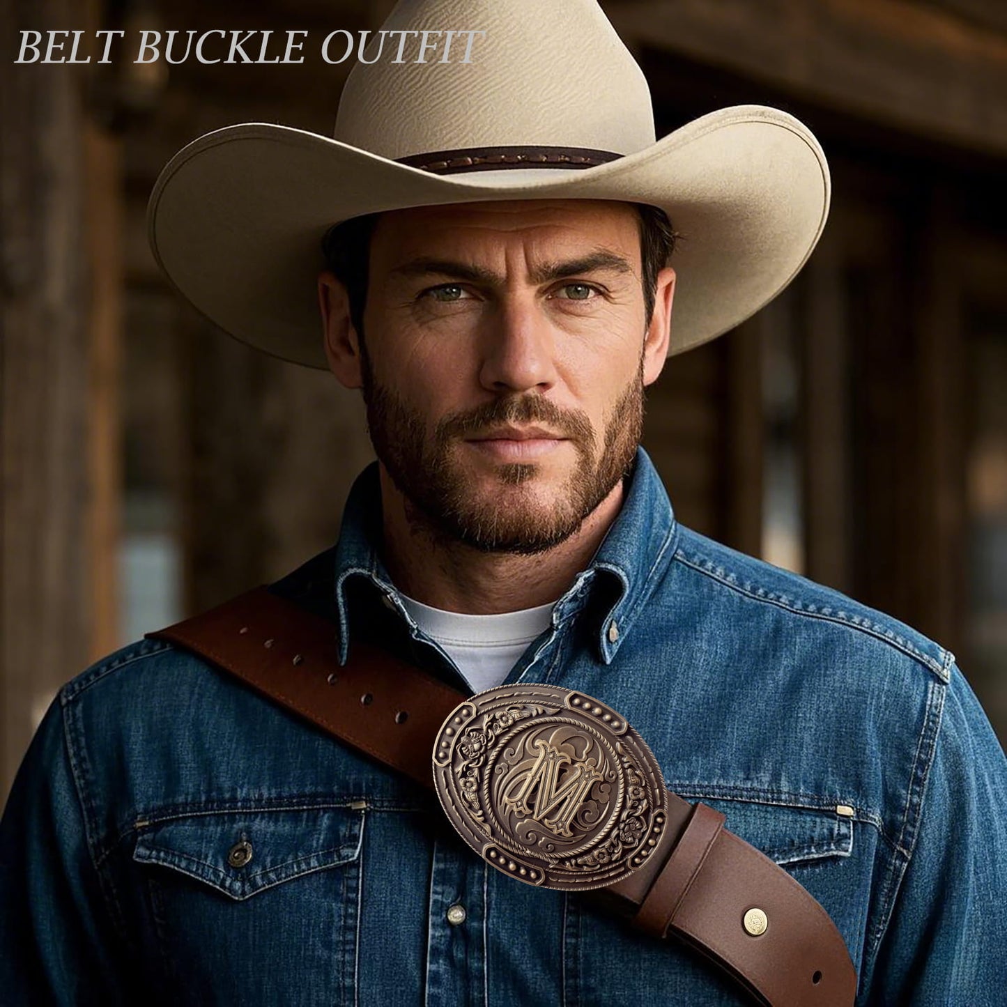 GRAERRY Western Belt Buckle for Men Women Initial Letters ABCDJMR to Z Cowboy Belt Buckle Gift for Dad Cowgirl Halloween
