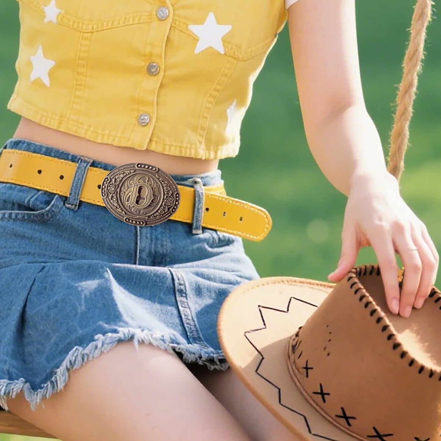 GRAERRY Western Belt Buckle for Men Women Initial Letters ABCDJMR to Z Cowboy Belt Buckle Gift for Dad Cowgirl Halloween