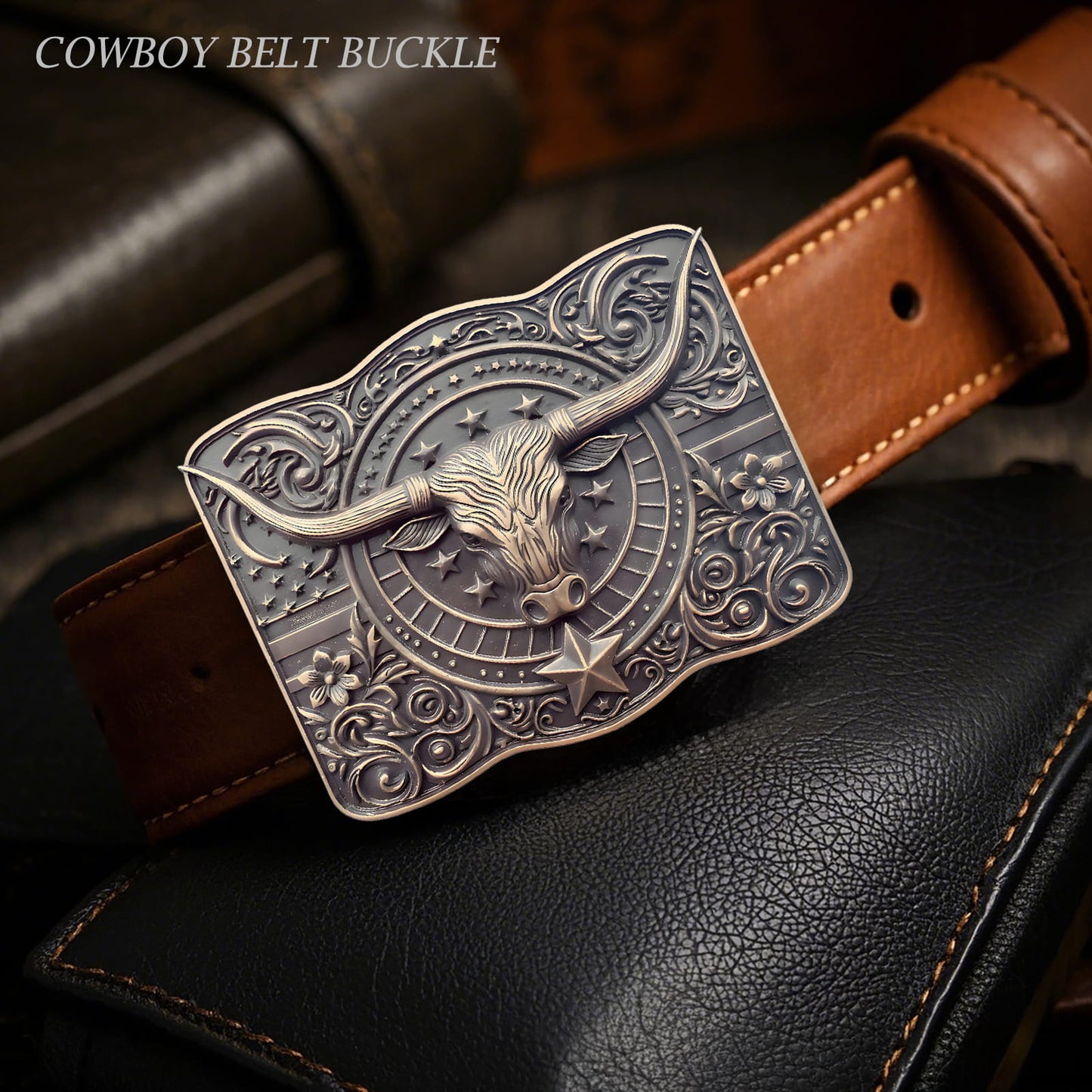 GRAERRY Cowboy Belt Buckle for Men Women Texas Longhorn bull American Flag Western Belt Buckles Gift for Dad Cowgirl Halloween