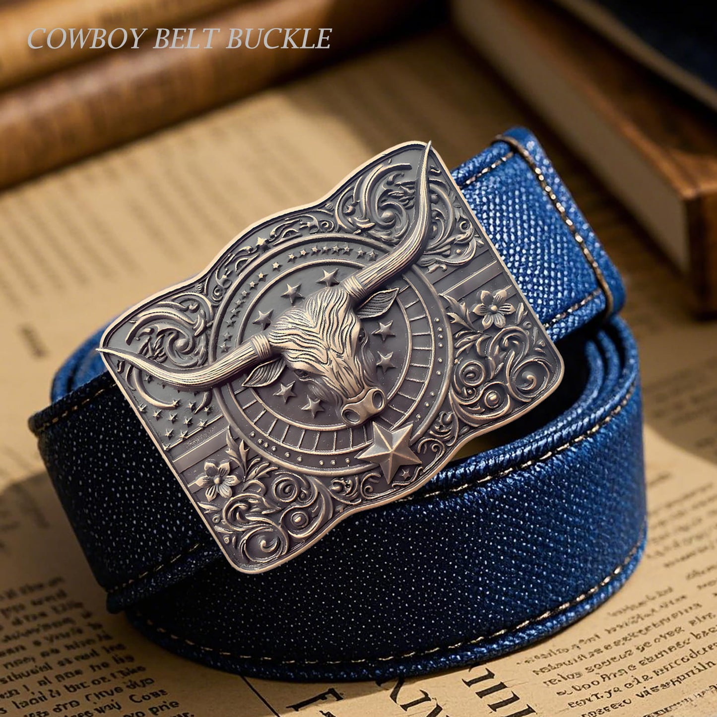 GRAERRY Cowboy Belt Buckle for Men Women Texas Longhorn bull American Flag Western Belt Buckles Gift for Dad Cowgirl Halloween