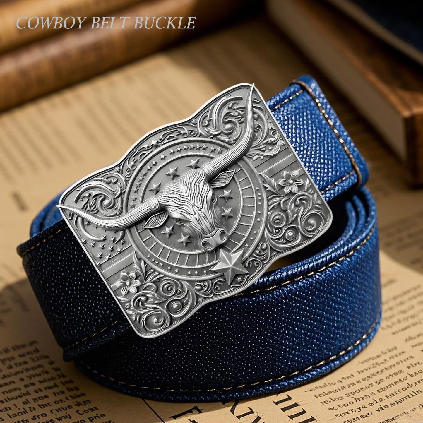 GRAERRY Cowboy Belt Buckle for Men Women Texas Longhorn bull American Flag Western Belt Buckles Gift for Dad Cowgirl Halloween