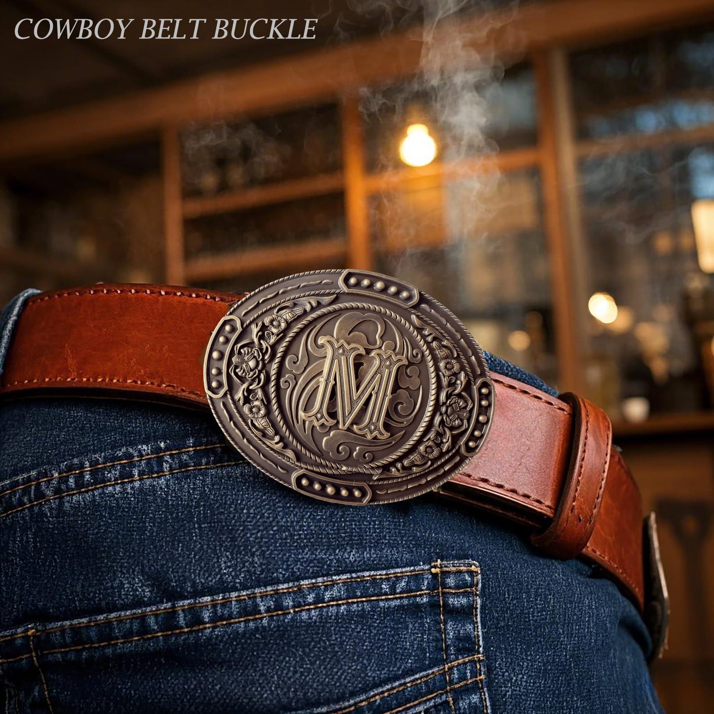 GRAERRY Western Belt Buckle for Men Women Initial Letters ABCDJMR to Z Cowboy Belt Buckle Gift for Dad Cowgirl Halloween