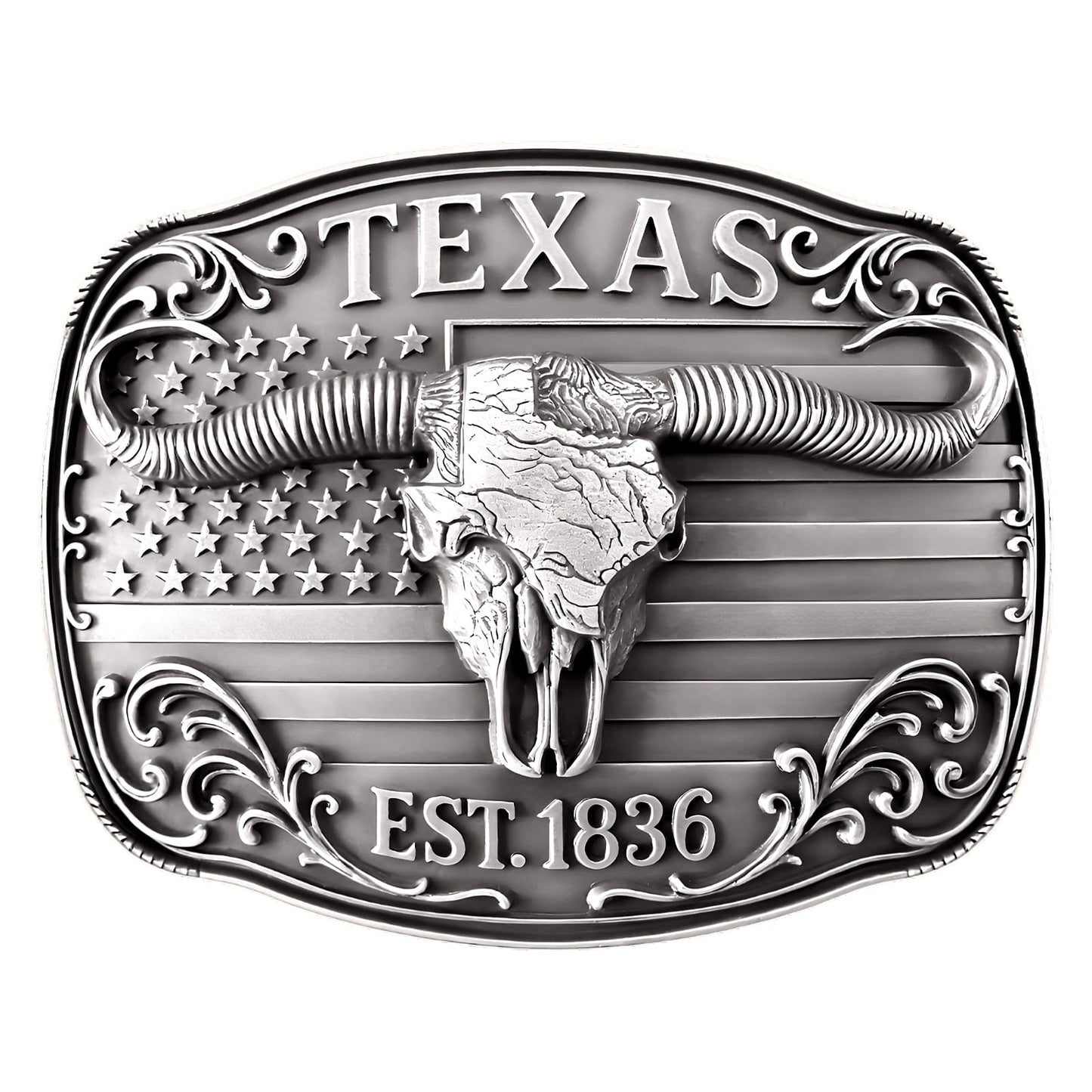 GRAERRY Cowboy Belt Buckle for Men Women Vintage Western Rodeo Texas Map 1836 Longhorn bull Belt Buckle Gift for Dad Cowgirl