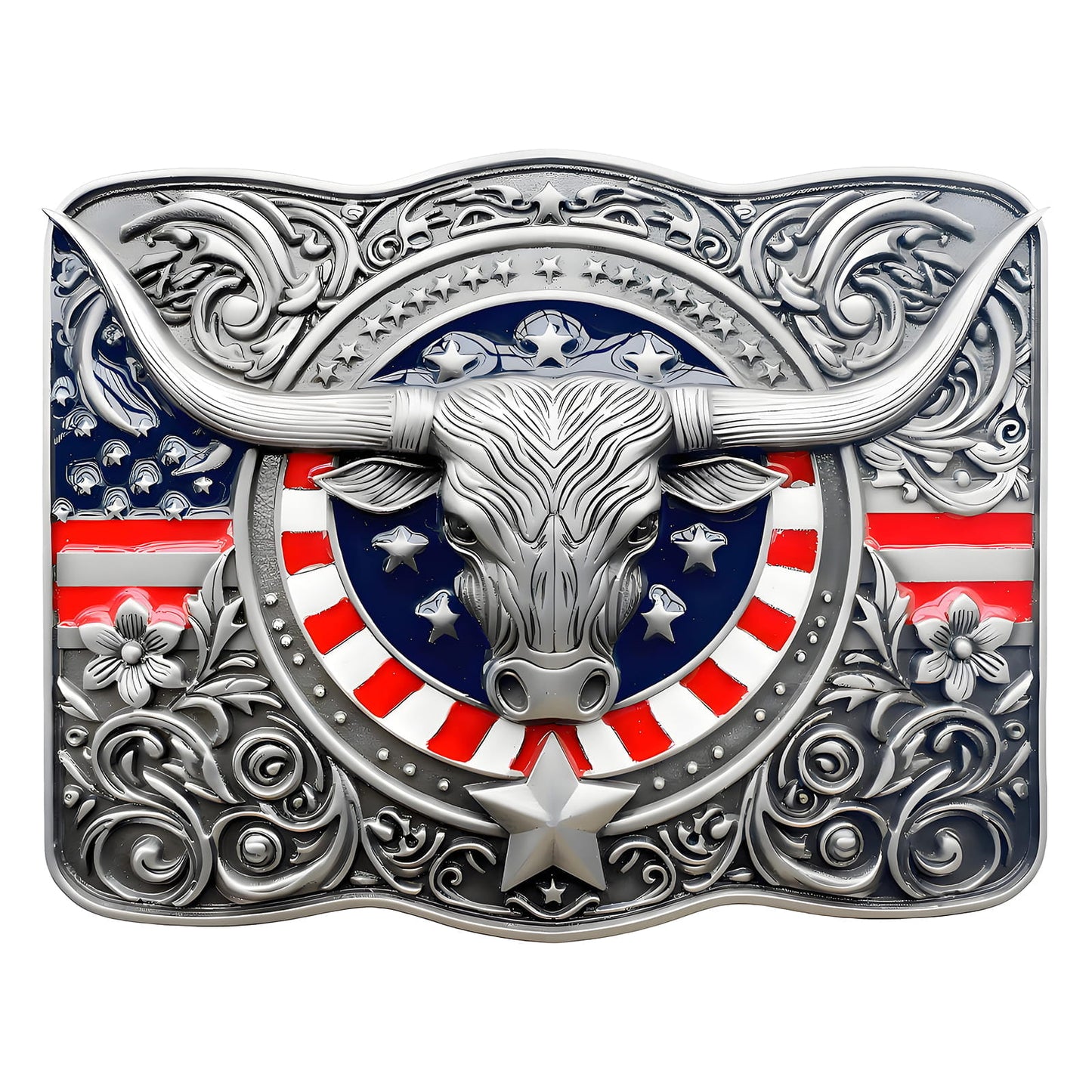 GRAERRY Cowboy Belt Buckle for Men Women Texas Longhorn bull American Flag Western Belt Buckle Gift for Dad Cowgirl Halloween