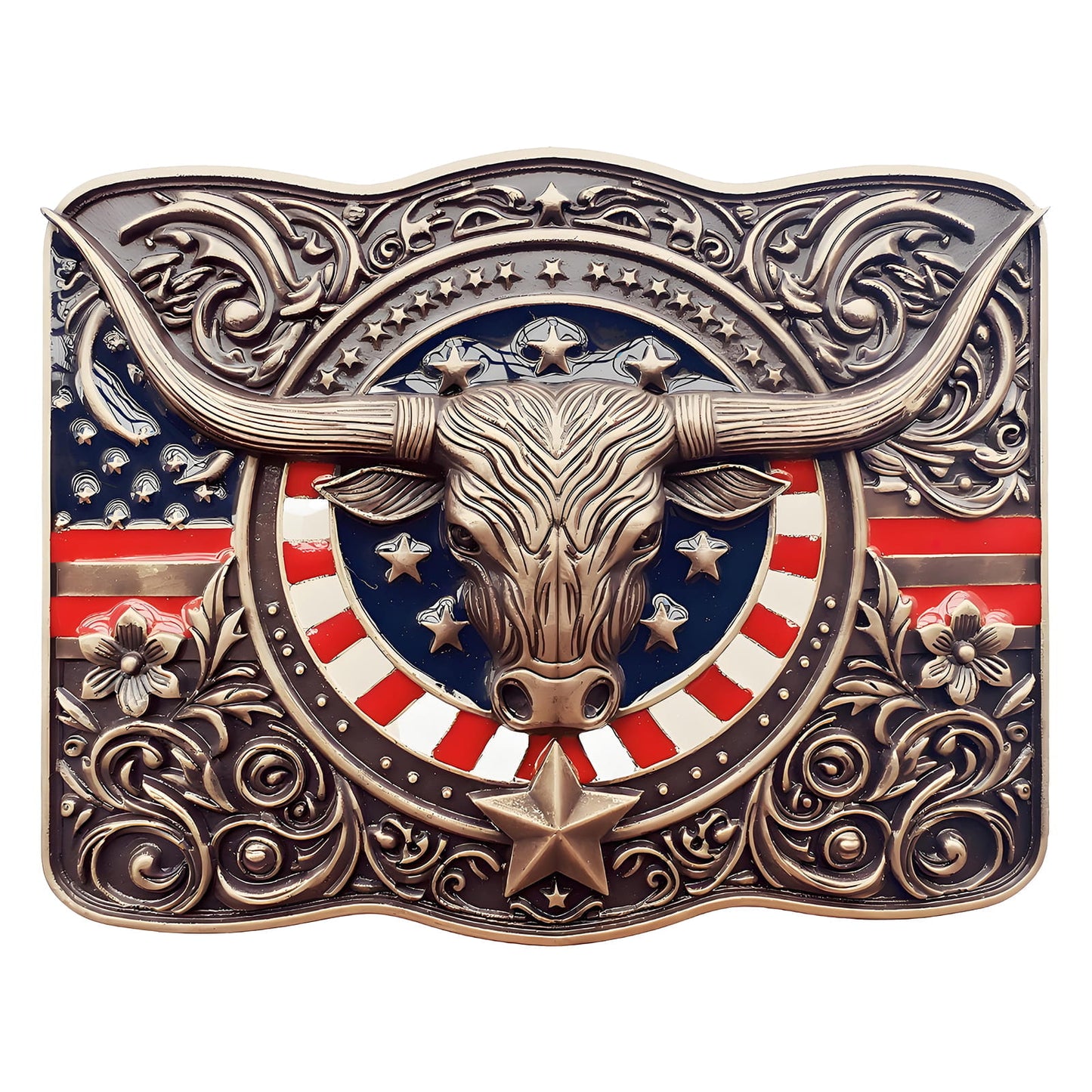 GRAERRY Cowboy Belt Buckle for Men Women Texas Longhorn bull American Flag Western Belt Buckles Gift for Dad Cowgirl Halloween