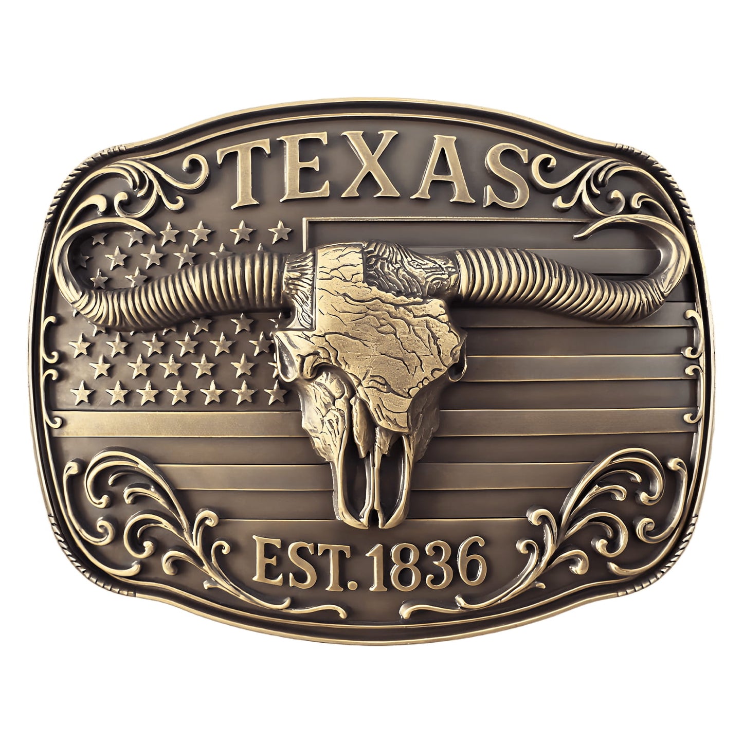 GRAERRY Cowboy Belt Buckle for Men Women Vintage Western Rodeo Texas Map 1836 Longhorn bull Belt Buckle Gift for Dad Cowgirl