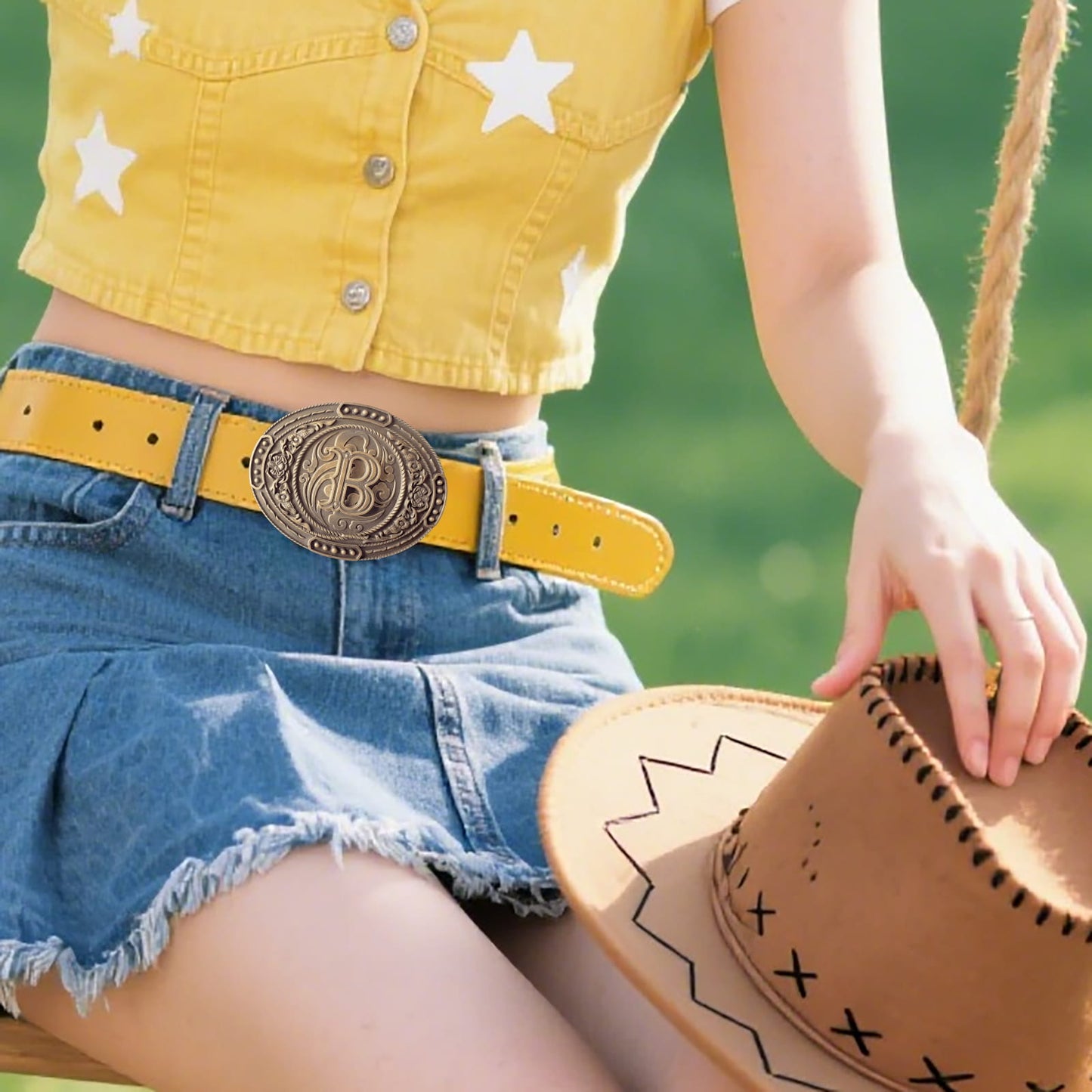 GRAERRY Western Belt Buckle for Men Women Initial Letters ABCDJMR to Z Cowboy Belt Buckle Gift for Dad Cowgirl Halloween