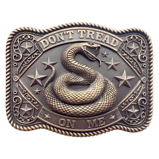 GRAERRY Cowboy Belt Buckle for Men Women Vintage Western Rodeo Don't Tread On Me Rattlesnake Belt Buckle Gift for Dad Cowgirl