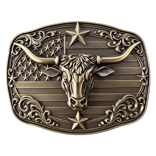 GRAERRY Cowboy Belt Buckle for Men Women Vintage Western Rodeo Texas Longhorn bull Belt Buckle Gift for Dad Cowgirl Halloween